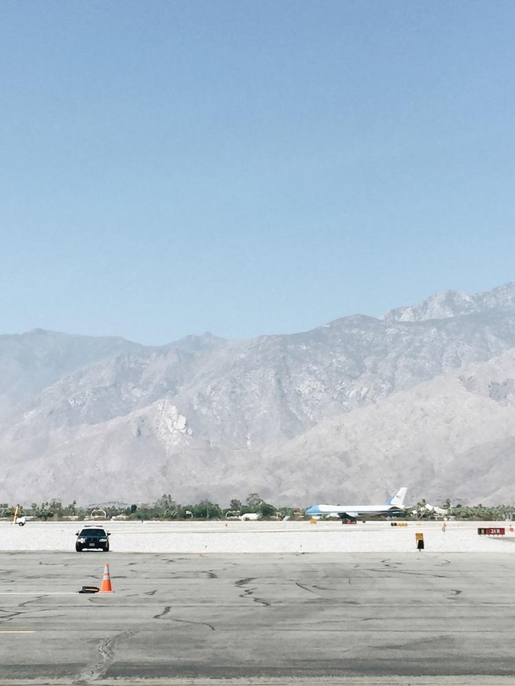 Air Force One at the Palm Springs Airport.