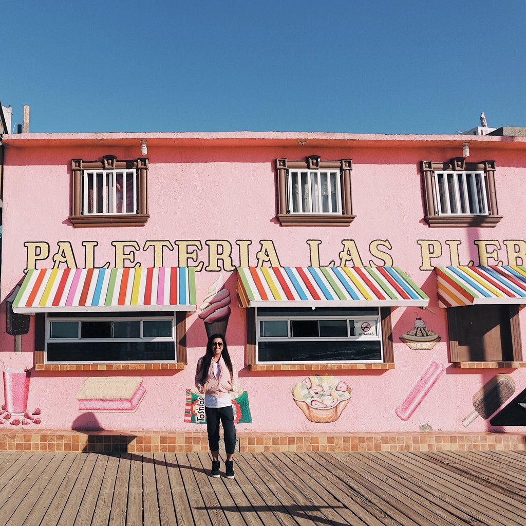 Betty enjoying the beach sidewalk in Playas de Tijuana